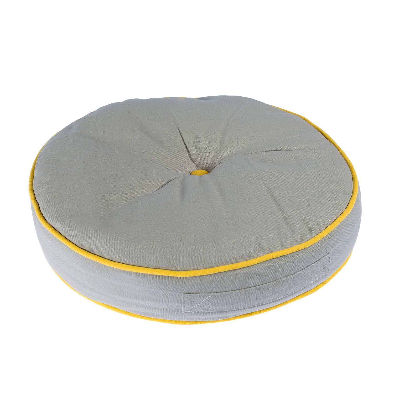 Round Plain Floor Cushion | 43cm x 43cm | Yellow & Grey