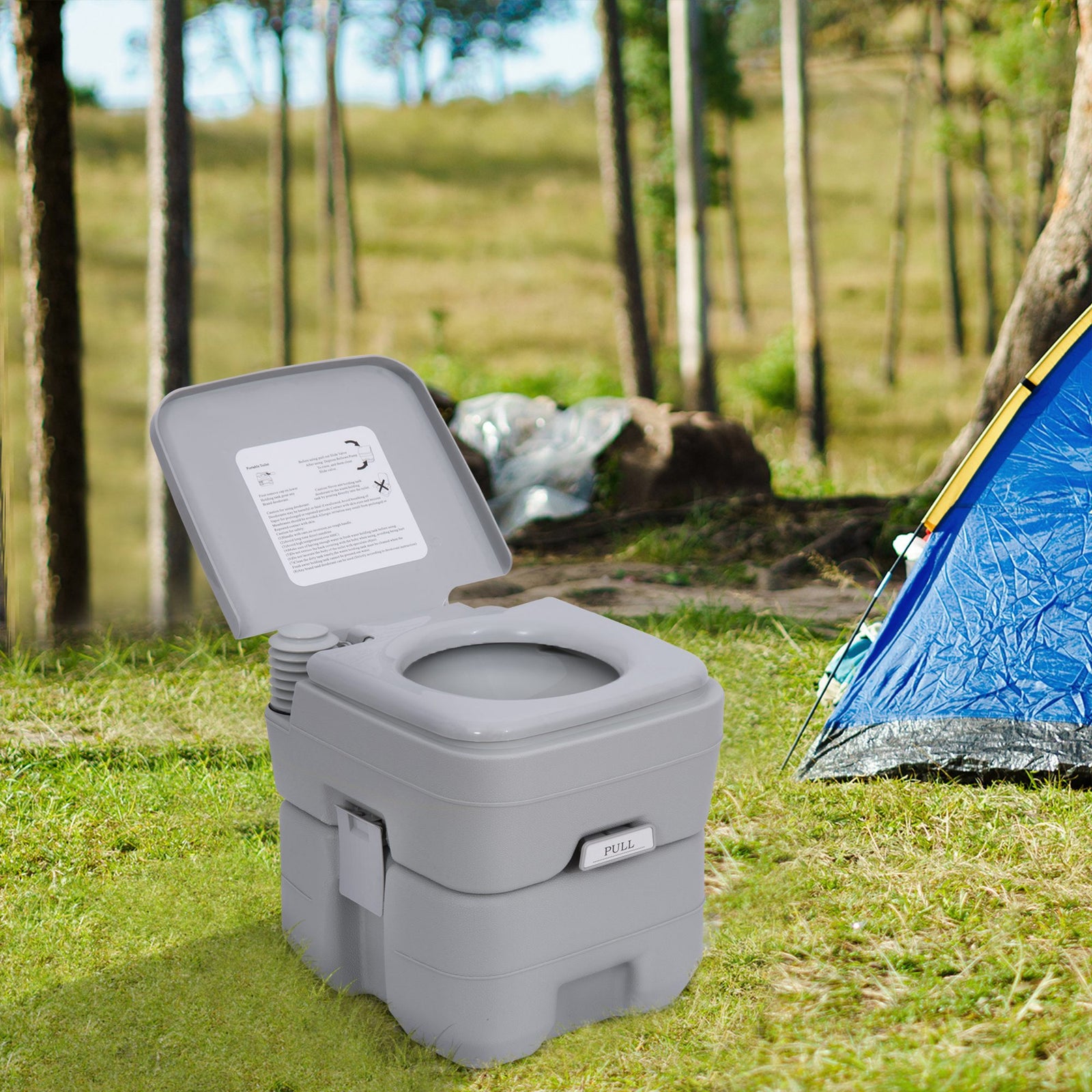 20l Mobile Camping Toilet With Handle - Grey | Gray