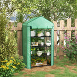 90x49x160cm Small Greenhouse W/ Shelves - Green