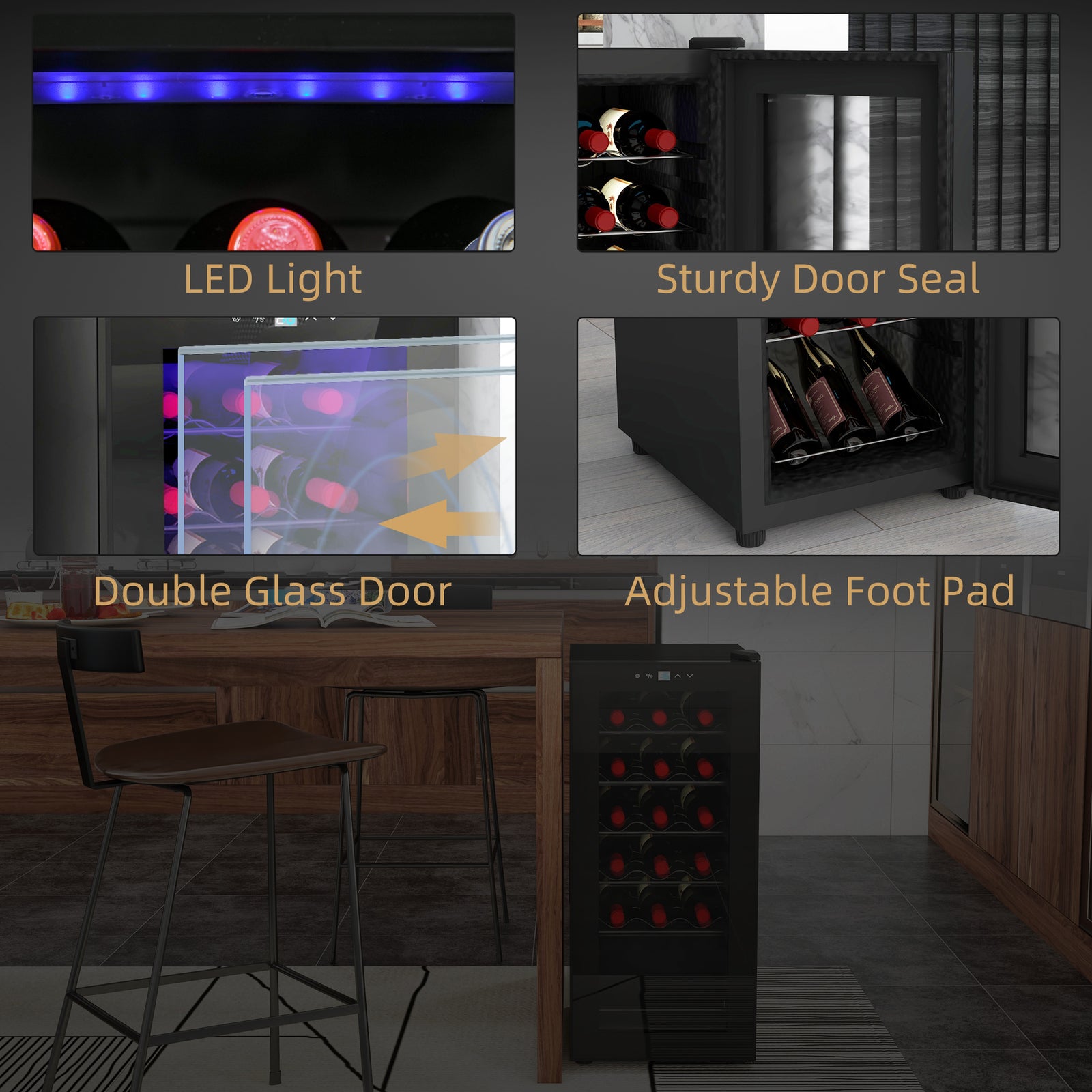 50l Undercounter Wine Cooler Fridge With Led Light
