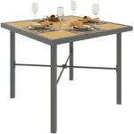 90cm Square Garden Table, Wood Effect, Metal Frame