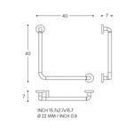 Grab Rail 60cm Straight Up To 150kg Architect S+ Collection | Brushed Stainless Steel