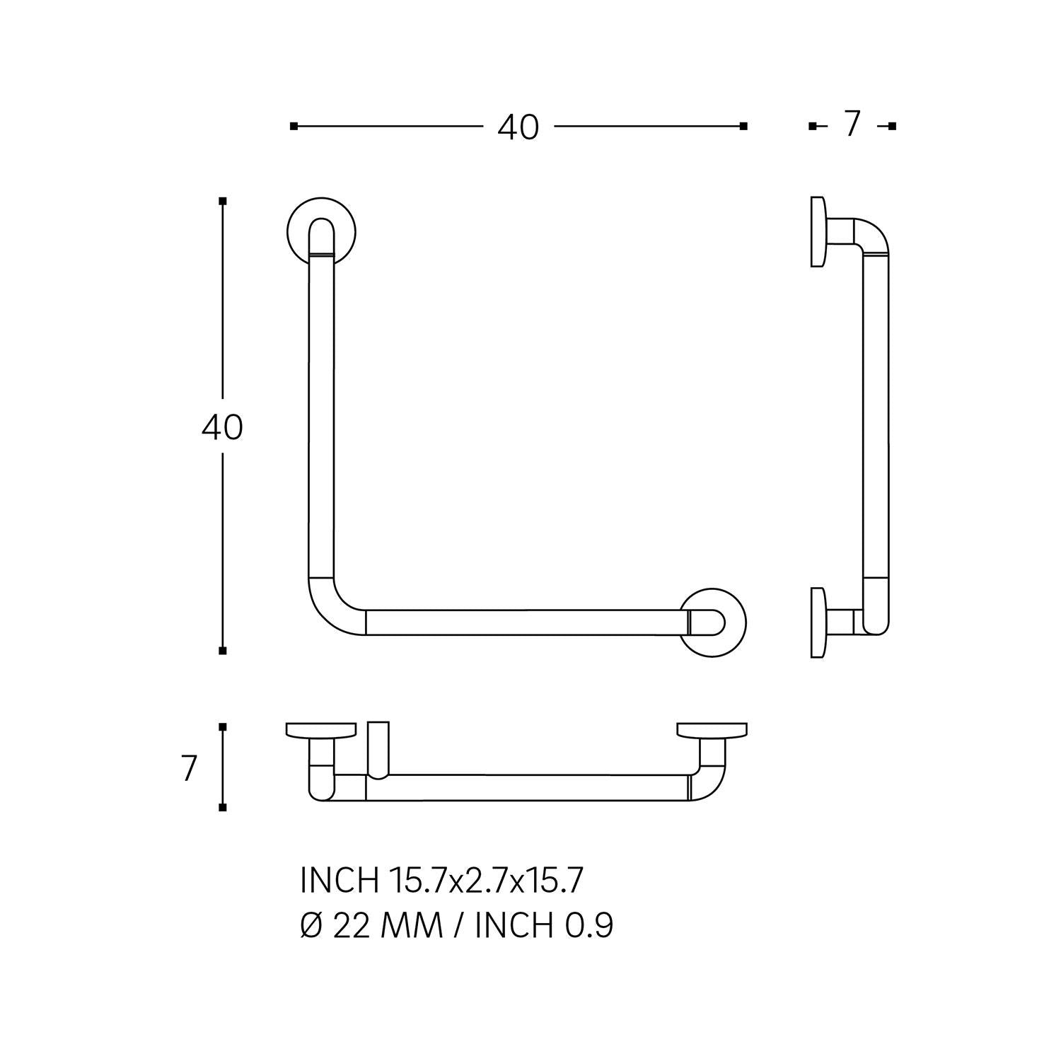 Grab Rail 60cm Straight Up To 150kg Architect S+ Collection | Brushed Stainless Steel