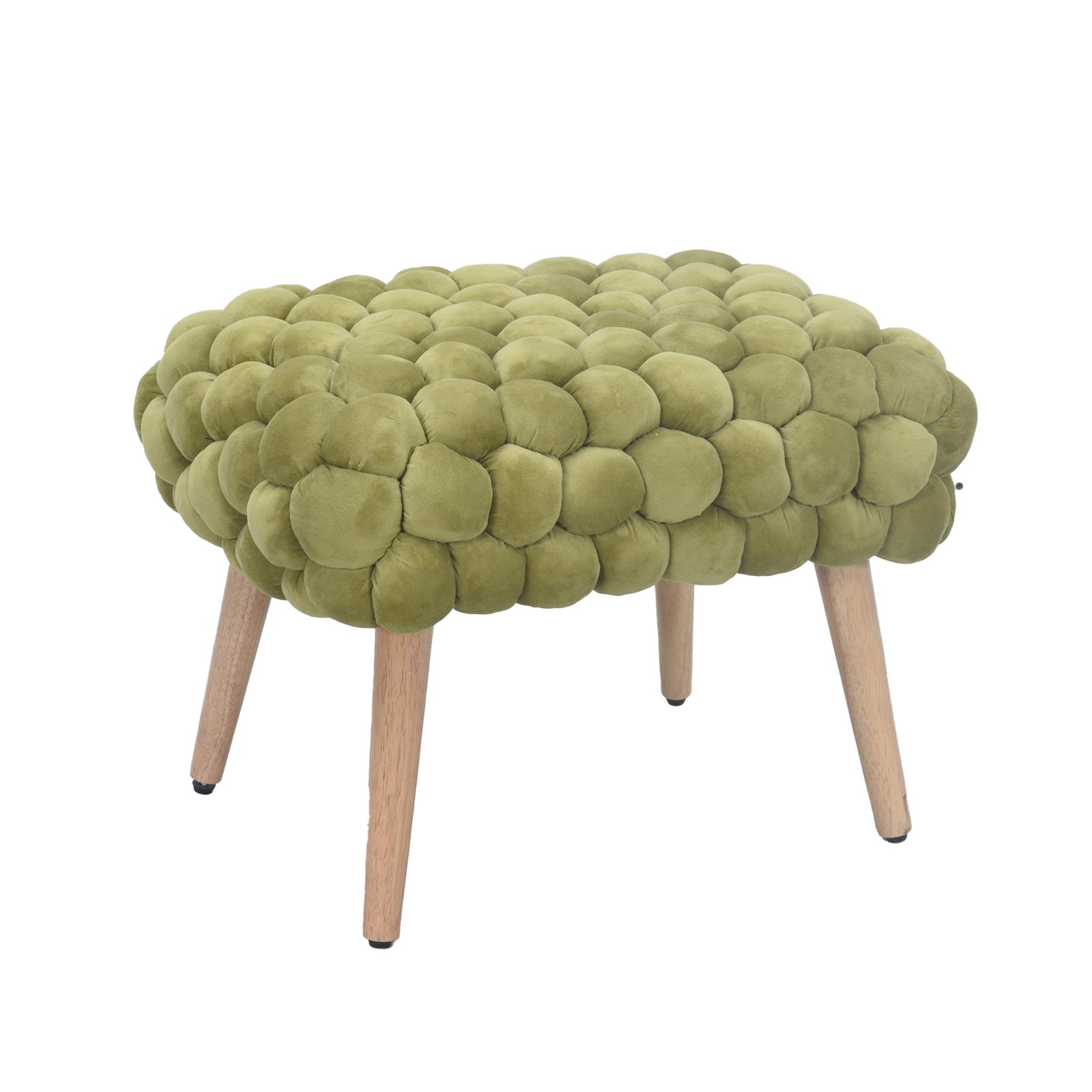 Cushla Bubbly Velvet Small Footstool | Green