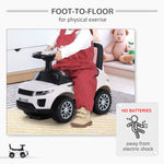 3-in-1 Ride On Car Foot To Floor Slider Toddler W/ Horn Steering | White