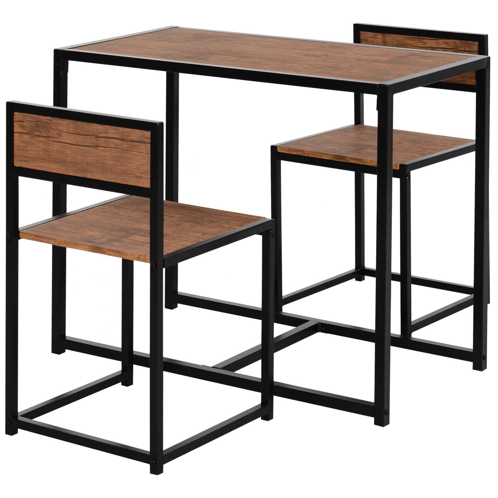 3pc Dining Bar Set, Modern Style, Metal Frame | Brown