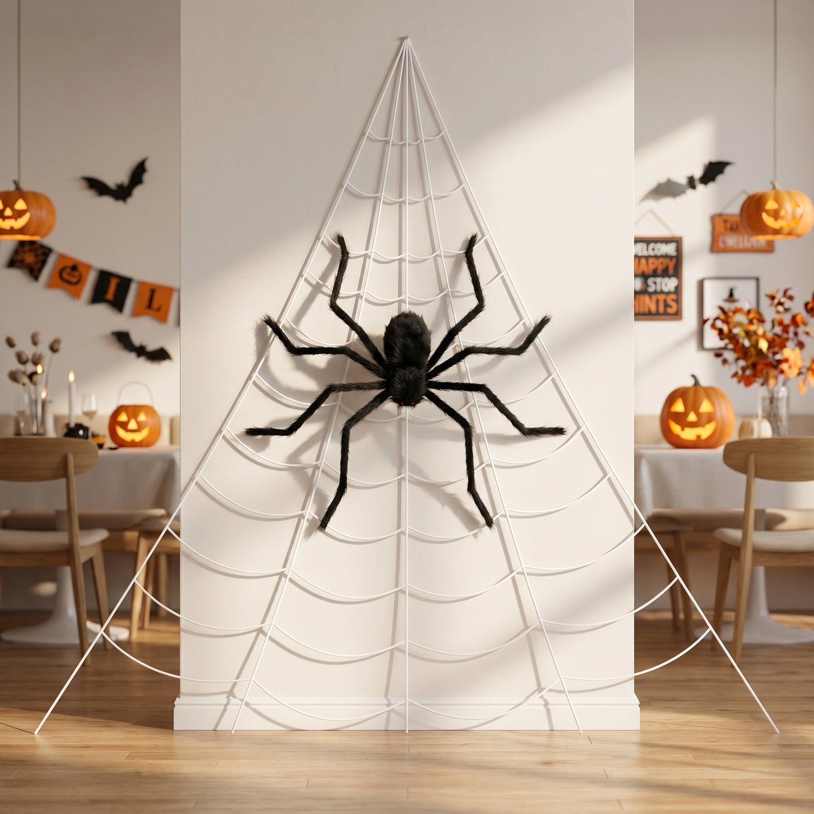 Breeins Halloween Giant Spider & Web Decorations