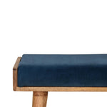 Solid Mango Wood Teal Velvet Tray Style Footstool