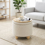 HOMCOM Round Storage Ottoman With Reversible Lid