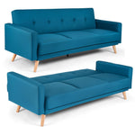 Click-clack Sofa Bed With Ribbed Tufting - 3 Seater | Blue