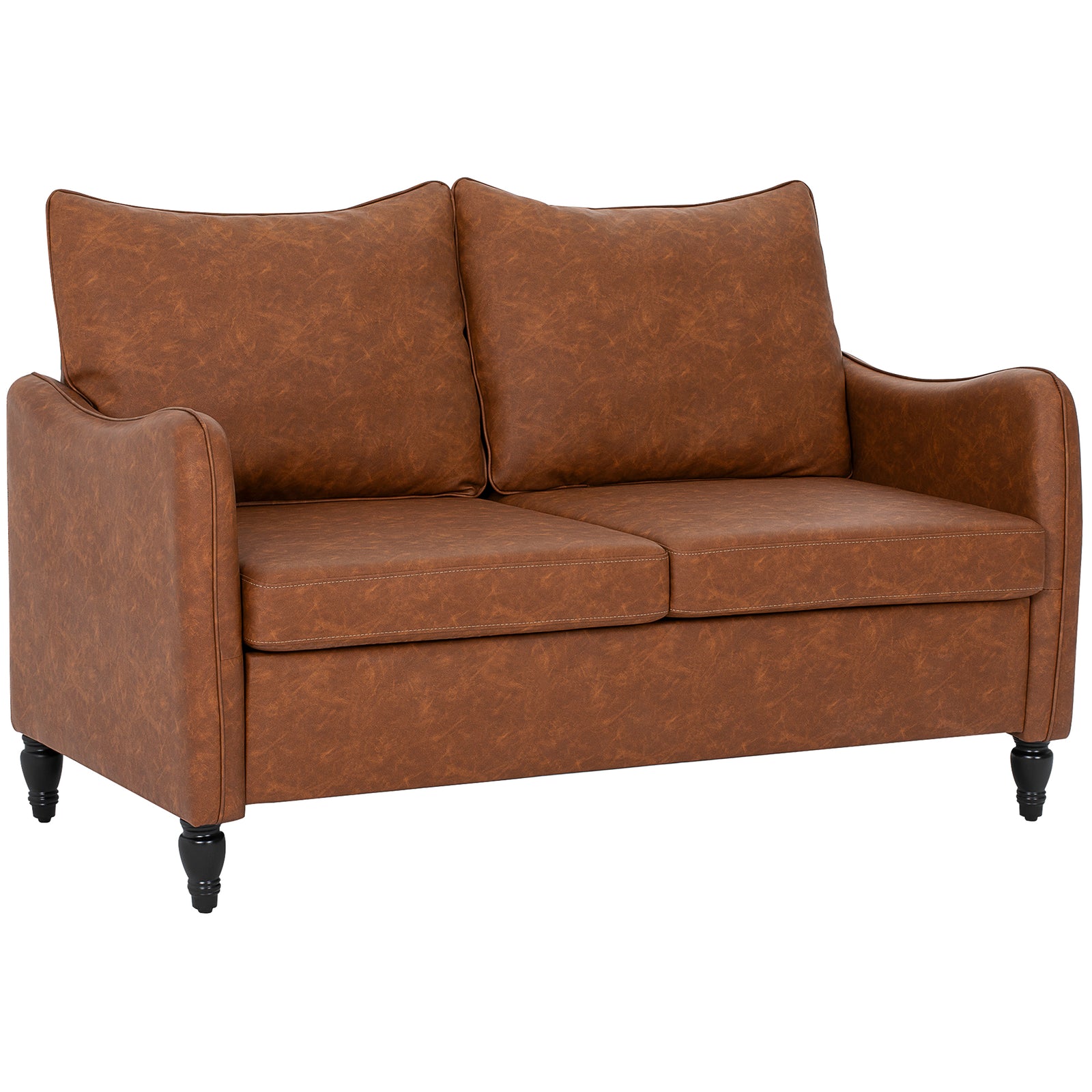 Two-seater Sofa, Modern Small Sofa With Solid Wood Legs | Brown