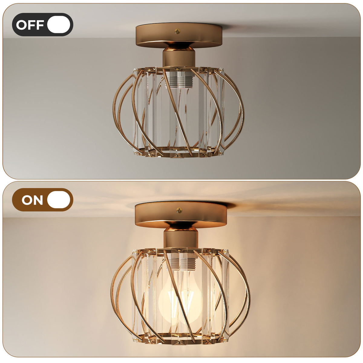 Emitto Crystal Ceiling Light Semi Flush Mount Chandelier Modern Hallway