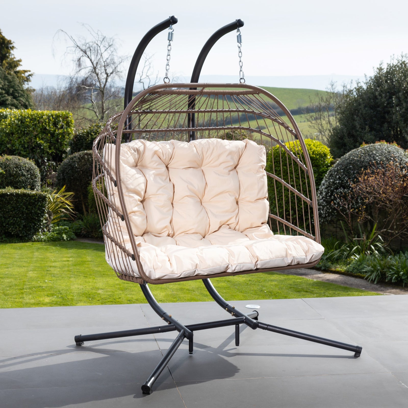 Haversham Swinging Double Garden Seat | One Size | Cream