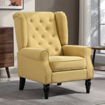 Accent Armchair Home Furniture Retro Tufted Club Wood Fabric | Yellow