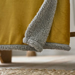Blackbrook Ultrasoft Flannel Throw With Sherpa Back | 125cm x 150cm | Mustard