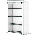 4 Tier Lean-to Mini Greenhouse W/ Reinforced Pe Cover | Green
