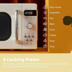 800w 20l Retro Microwave Oven With Led Display | Cream