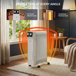 Oil-filled Electric Radiator 2500w, Adjustable Thermostat, 3 Settings | White