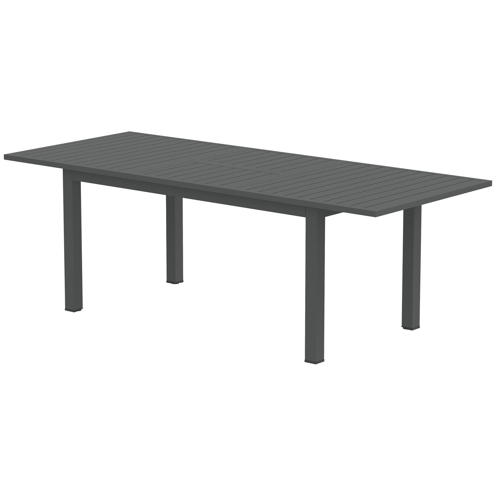 Extending Aluminium Table, Slatted Top, Grey