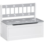 2 In 1 Wooden Kids Storage Bench, Toy Box W/ Safety Rod - Grey