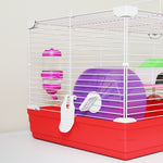 PawHut Hamster Cage Pet Animal Travel Cage Box Double Layers W/ Accessories