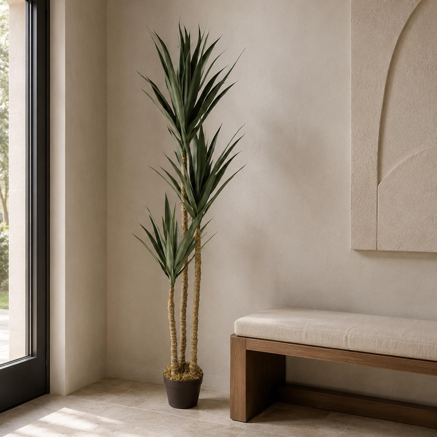 Artificial 170cm Xl Triple Yukka Tree Plant Spiky Tree Plant