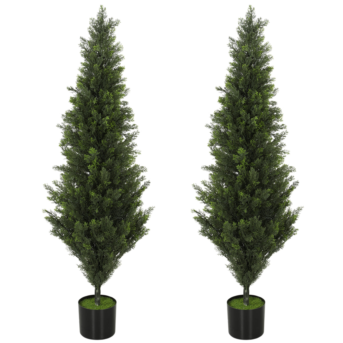 HOMCOM Set Of 2 Decorative Artificial Plants Cypress In Weighted Pot