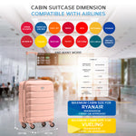 55x40x20cm Lightweight Luggage Hard Shell Cabin Suitcase 60+ Airlines Approved - Carry On Case - 4 Wheels | 55 x 40 x 20cm | Rose Gold