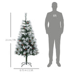 5ft Christmas Xmas Tree Pine Look And Metal Stand Snow Gift 184 Tips
