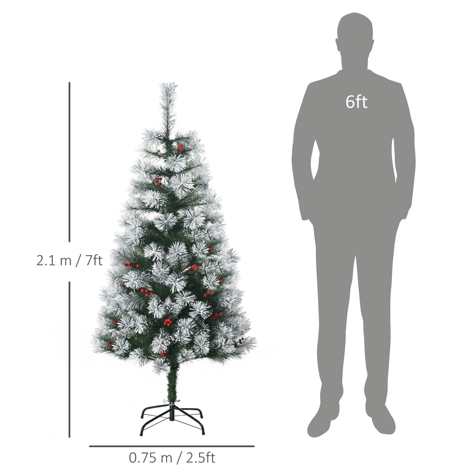 5ft Christmas Xmas Tree Pine Look And Metal Stand Snow Gift 184 Tips