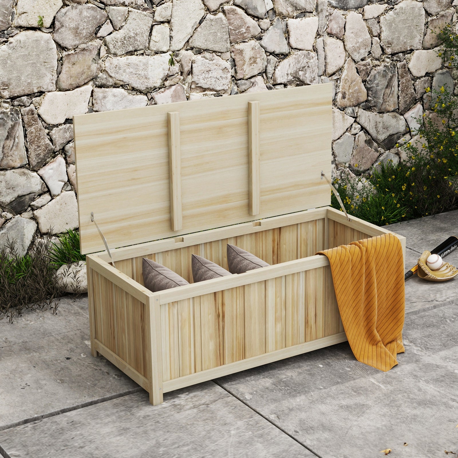 172l Outdoor Wooden Storage Box Terrace Box Natural
