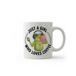 Dyzi Just A Girl Who Loves Coffee Frog Quote Ceramic Mug White