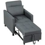 Convertible Single Chair Bed With Upholstered Fabric | Grey
