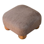 Solid Mango Wood Mocha Faux Fur Nordic Footstool