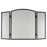 Livivo 3 Panel Fire Screen Folding Black Steel Mesh Protector For Home