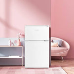 Comfee 87l Mini Fridge Freezer, 2-door Refrigerator With Led Light, Shelves, Drawer & Adjustable Thermostat | White