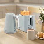 1.7l 3000w Rapid Boil Kettle And 2 Slice Toaster Set Crumb Tray | Grey