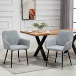 Dining Chairs Set Of 2 Linen Fabric Accent Chairs Metal Legs