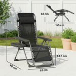 Zero Gravity Chairs Set Of 2 With Cup Holder, Headrest | Black