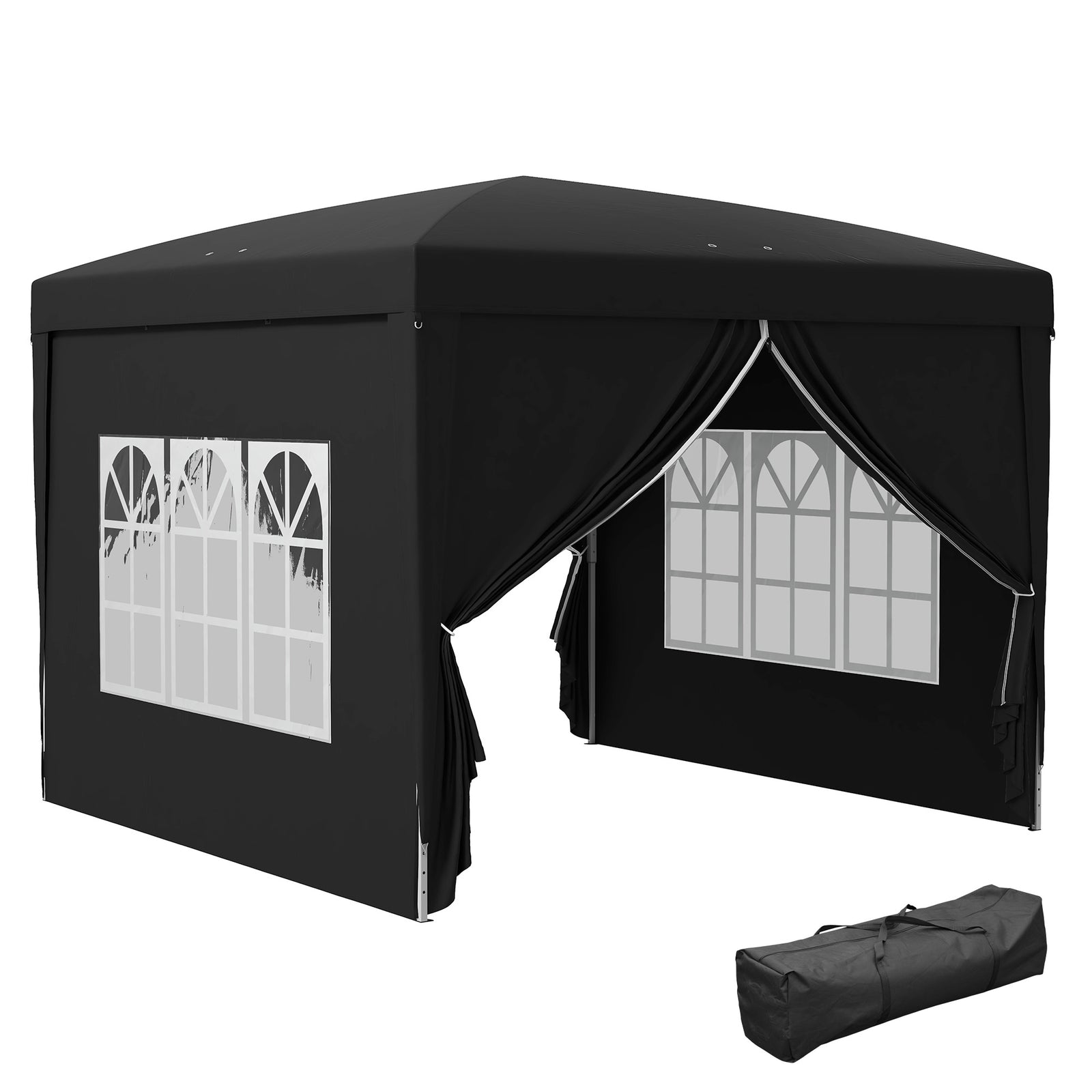 3mx3m Pop Up Gazebo Party Tent Canopy Marquee W/ Storage Bag | Black