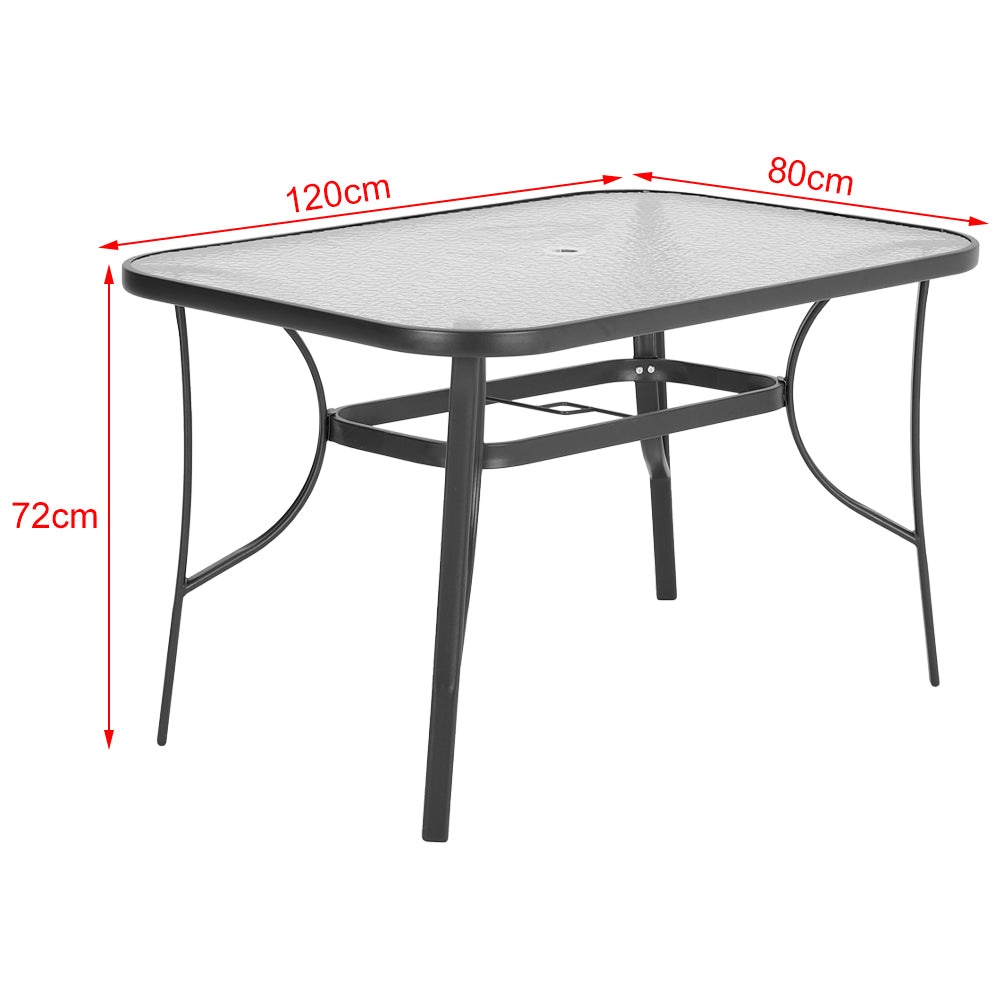 7 Pieces Outdoor Tempered Glass Coffee Table With Foldable Chairs