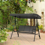 3 Seater Garden Swing Patio Hammock With Canopy For Outdoor | Black