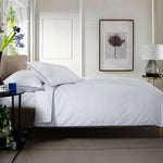 Ridgeway 240 Thread Count 100% Cotton White Duvet Cover Set,  Sateen Stripe With Piped Detailing | Double | White