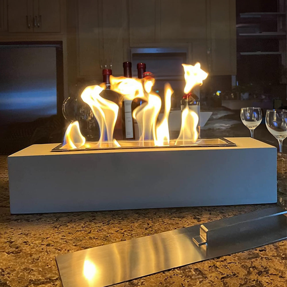 Tabletop Cement Ethanol Fireplace With Extinguisher Lid