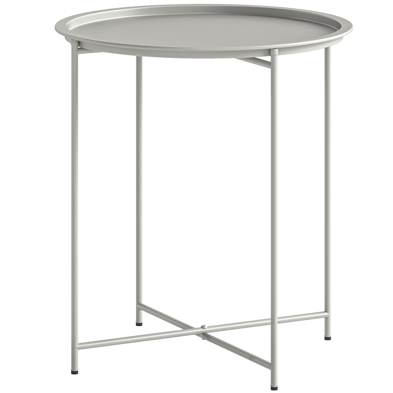 46cm Round Garden Table Side Table With Removable Tray | White