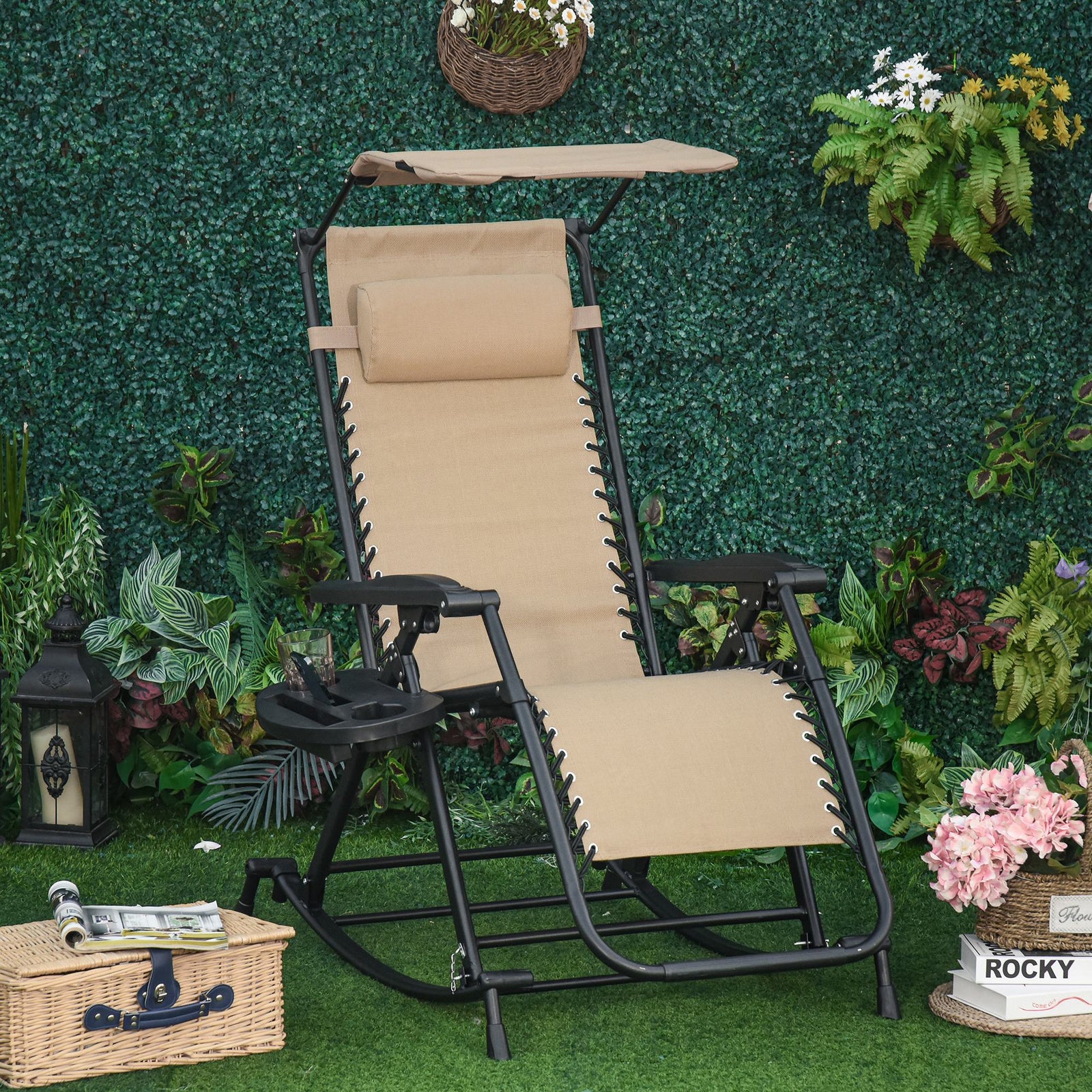 Folding Recliner Rocker Zero-gravity Seat | Beige