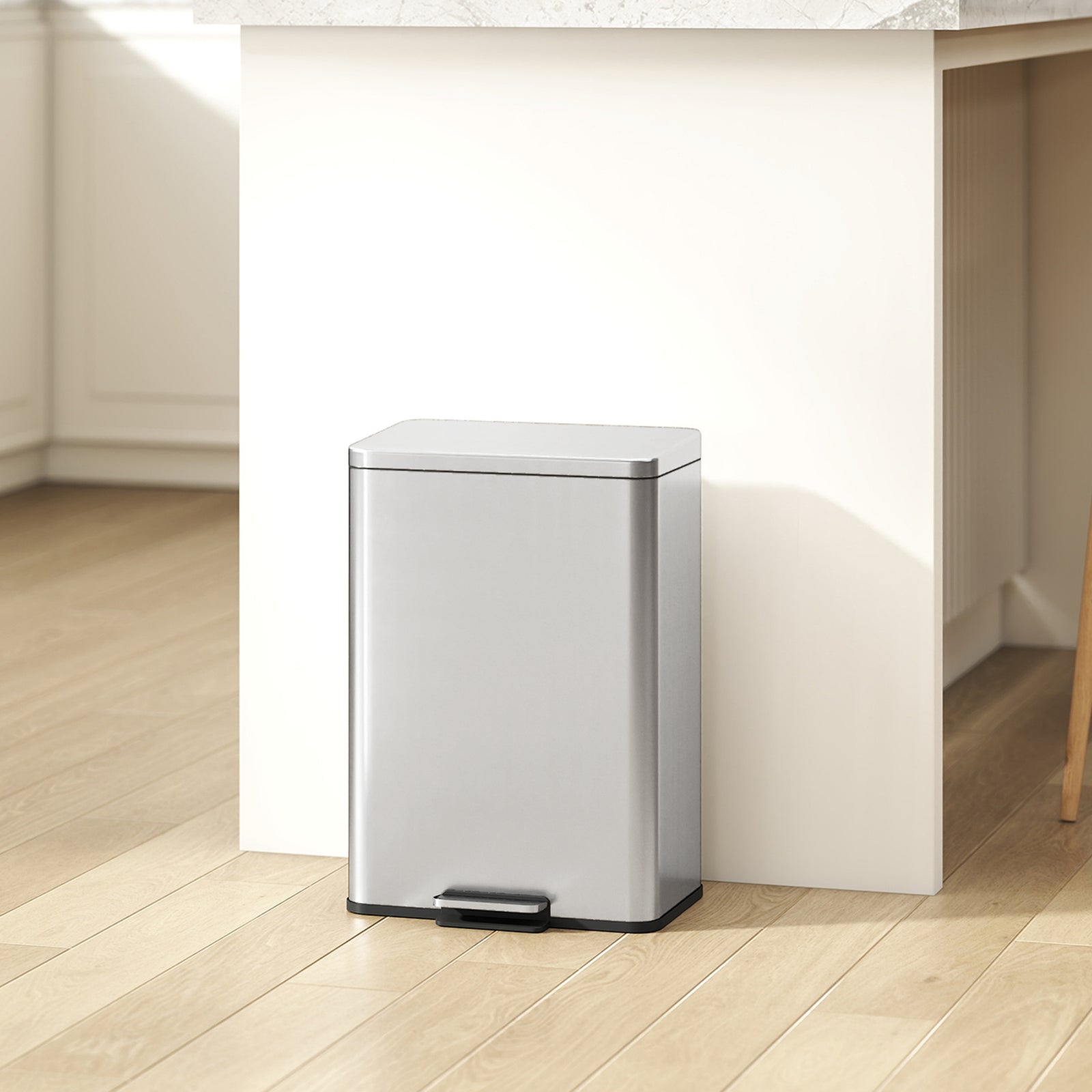 Pedal Bin With Soft-close Lid, 20l Kitchen Bin For Home | Silver