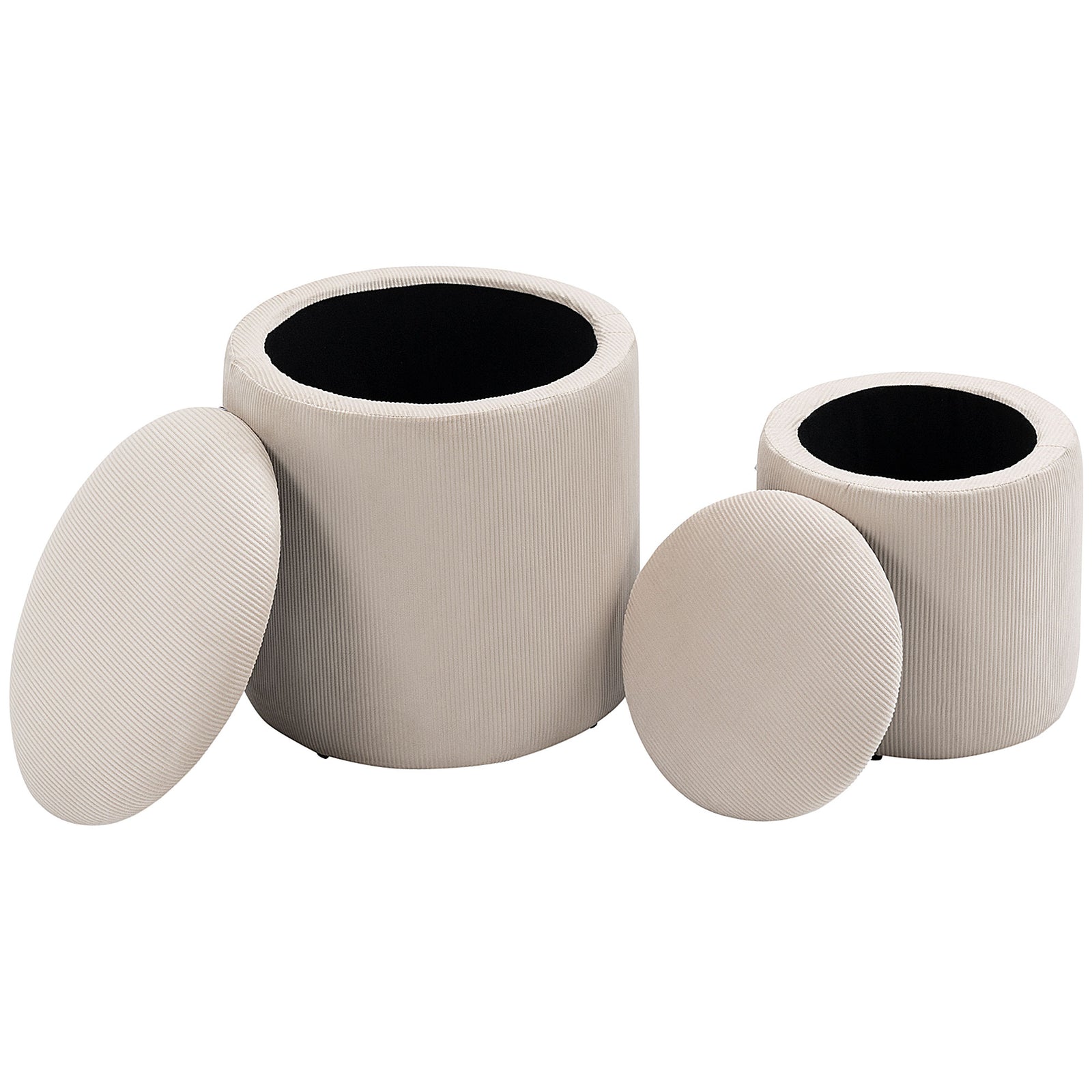 Modern Fabric Storage Ottoman, Set Of 2 | Cream