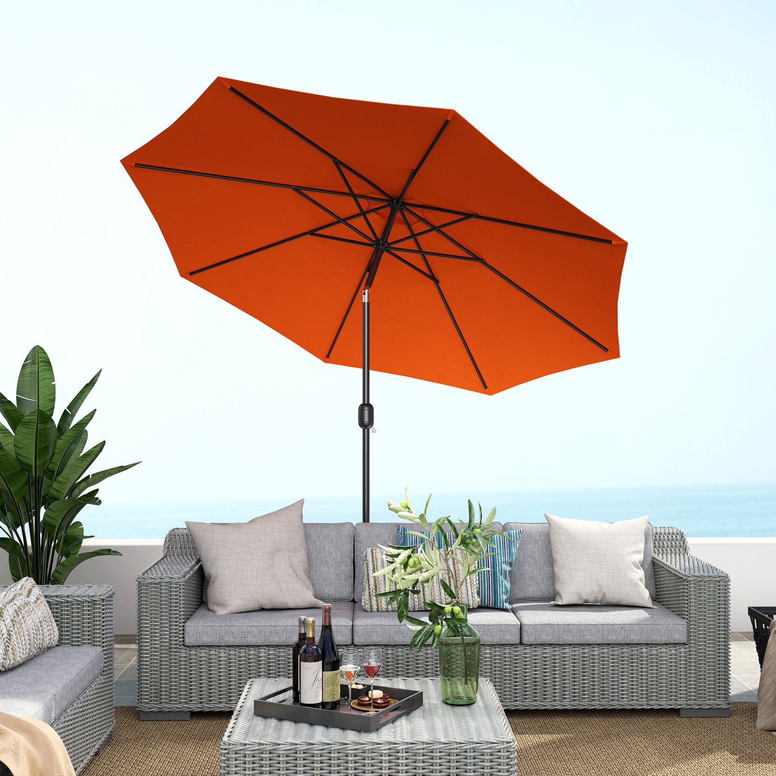 3(m) Patio Umbrella Outdoor Sunshade Canopy W/ Tilt & Crank