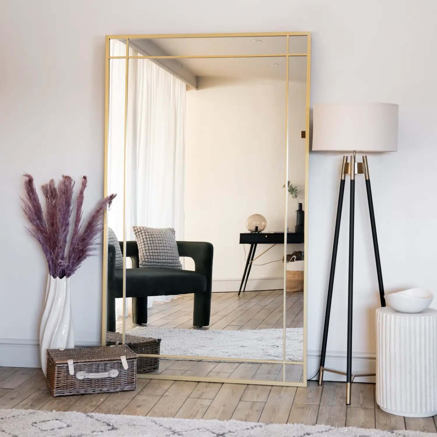 Aimi - Gold Metal Rectangle Window Mirror | 180cm x 105cm